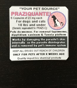 Praziquantel dewormer for cats and dogs