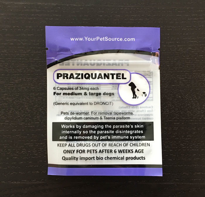 Praziquantel dewormer for dogs